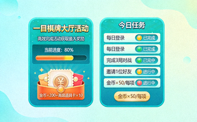一目棋牌大厅活动与每日任务界面展示 - 高效完成活动获取最大奖励