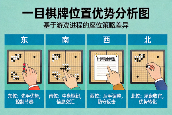 一目棋牌位置优势分析图 - 展示不同座位位置在游戏中的策略差异