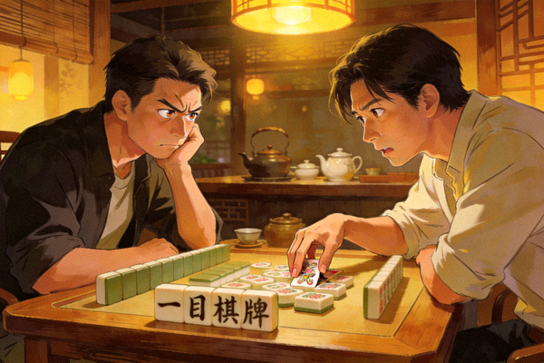 一目棋牌心理博弈场景展示 - 玩家通过表情与行为观察对手心理状态