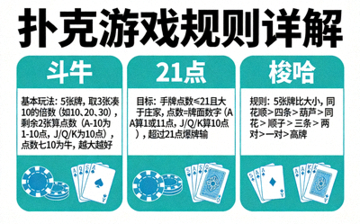 扑克游戏规则详解 - 斗牛、21点、梭哈等扑克游戏规则介绍