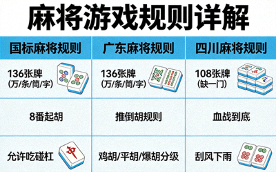 麻将游戏规则详解 - 国标麻将、广东麻将、四川麻将等不同规则介绍