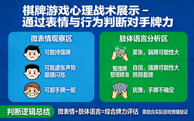 棋牌游戏心理战术展示 - 通过表情与行为判断对手牌力